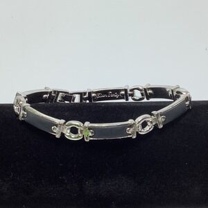 Kian Family Silver Tone Black Link Bracelet
